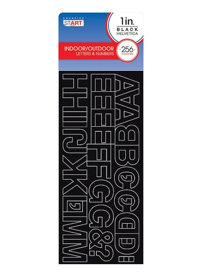 Creative Start Vinyl Self-Adhesive Letters and Numbers, 1", Helvetica Font, Black, 256 count